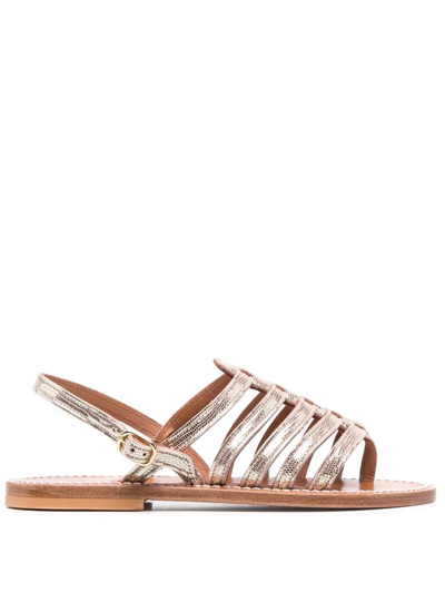 Shop Kjacques Open-toe Leather Sandals In Nude