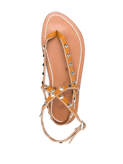 K.JACQUES STUDDED LEATHER SANDALS 