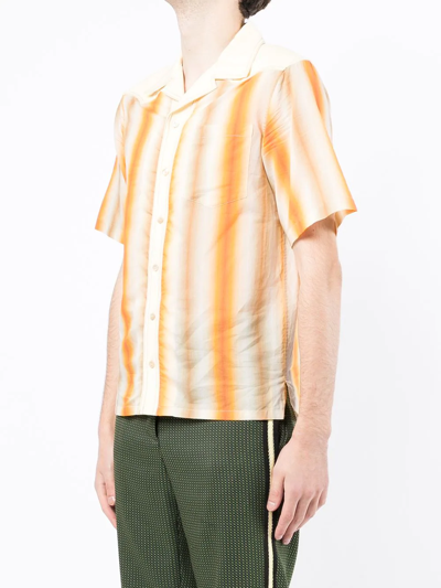 Shop Wales Bonner Striped Button-down Shirt In Orange