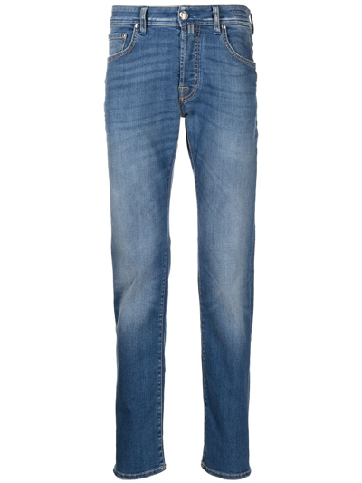 Shop Jacob Cohen Straight-leg Mid-rise Jeans In Blau