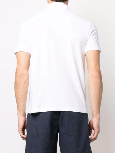 Shop Drumohr Fine-knit Short-sleeved Polo Shirt In Weiss