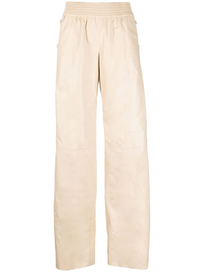 Shop Drome Buttoned High-waisted Trousers In Nude