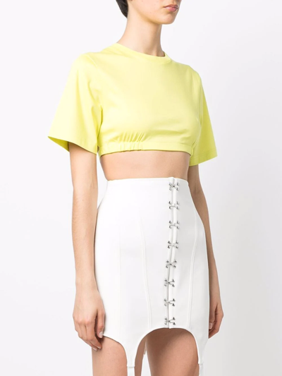 Shop Dion Lee Short-sleeve Cropped T-shirt In Gelb
