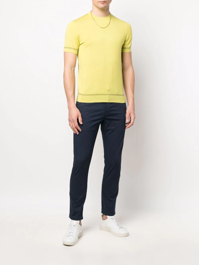 Shop Pal Zileri Fine-knit Short-sleeved Top In Gelb