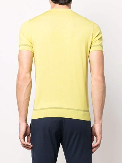Shop Pal Zileri Fine-knit Short-sleeved Top In Gelb