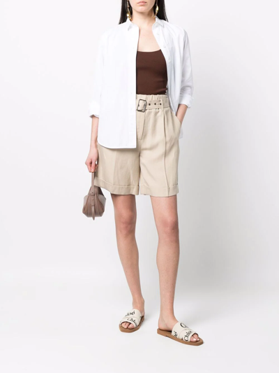 Woolrich Belted-waist Knee-length Shorts In Nude