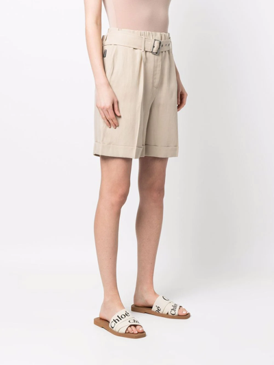 Woolrich Belted-waist Knee-length Shorts In Nude