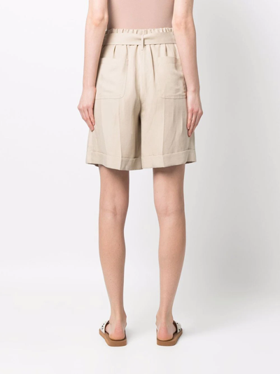Woolrich Belted-waist Knee-length Shorts In Nude