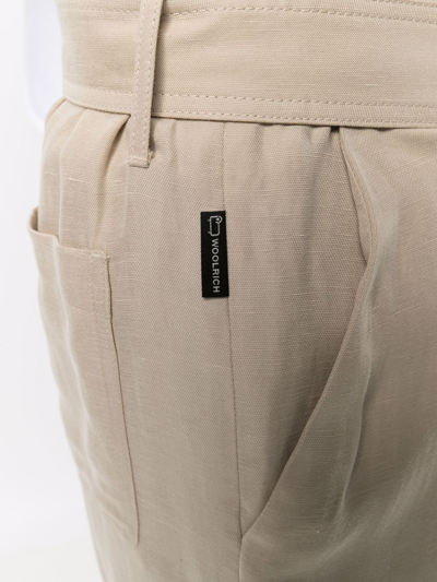 Woolrich Belted-waist Knee-length Shorts In Nude