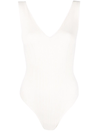 Shop Twinset V-neck Knit Body In Weiss