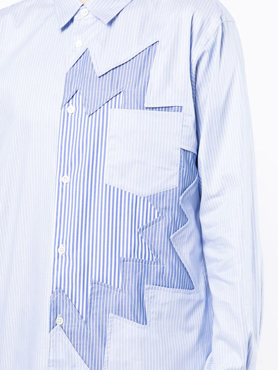 Shop Comme Des Garçons Shirt Appliqué-detail Cotton Shirt In Blau
