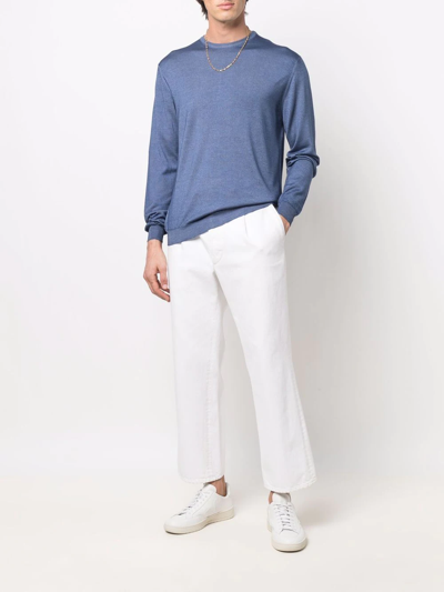 Shop Malo Fine-knit Cashmere-silk Jumper In Blau
