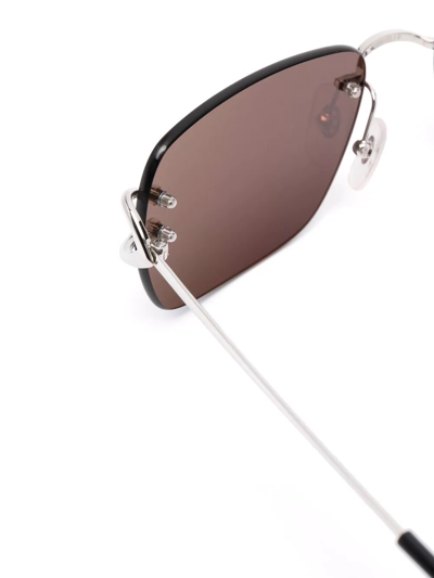 Shop Cartier Rectangle-frame Sunglasses In Silber