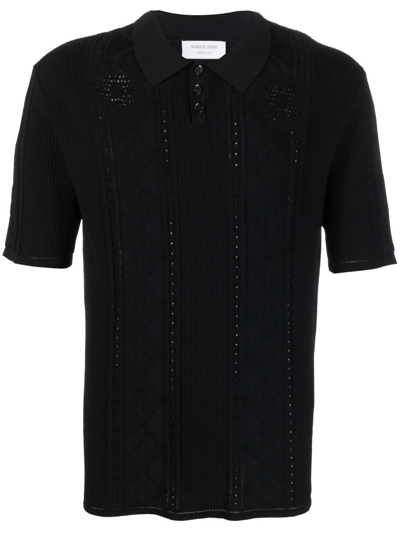 Shop Marine Serre Crescent Moon-pattern Polo Shirt In Schwarz