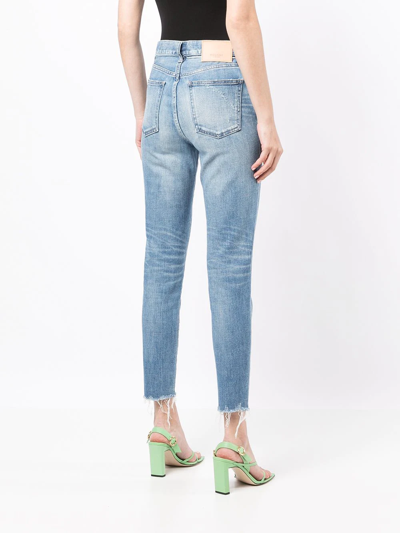 Shop Moussy Vintage Light-wash Slim-fit Jeans In Blau
