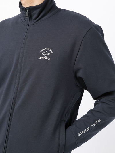 Paul & Shark Logo-print Zip Sweatshirt In Blau