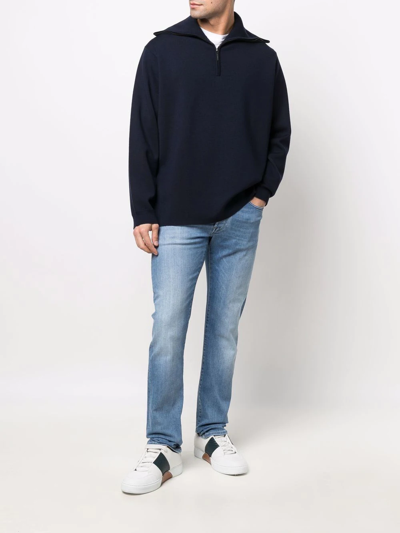Incotex Stonewashed Straight-leg Jeans In Blau