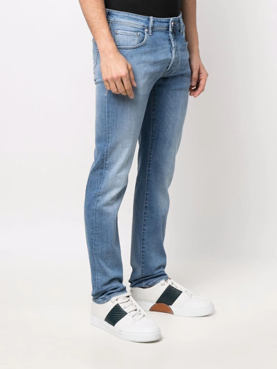 Incotex Stonewashed Straight-leg Jeans In Blau