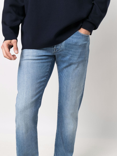Incotex Stonewashed Straight-leg Jeans In Blau