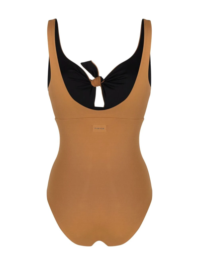 Shop Fisico Knot-detail Swimsuit In Braun
