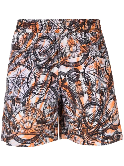 Shop Aries Graphic-print Swim Shorts In Orange