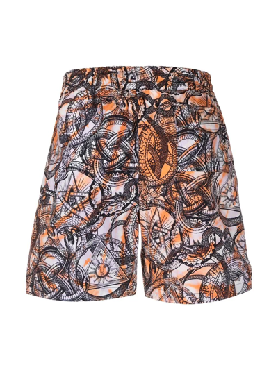 Shop Aries Graphic-print Swim Shorts In Orange