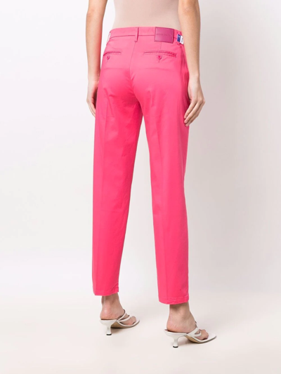 Shop Jacob Cohen Stretch-cotton Tapered Chinos In Rosa