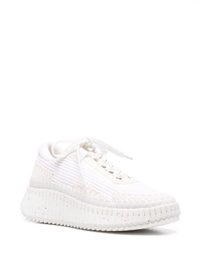Shop Chloé Nama Whipstitch-trim Sneakers In White