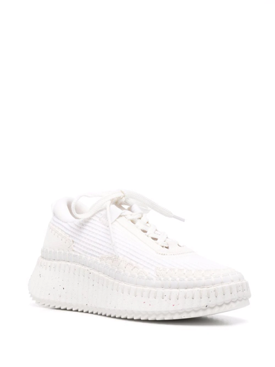 Chloé Chloe Nama Mix Material Low-top Sneakers In White