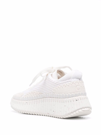Chloé Chloe Nama Mix Material Low-top Sneakers In White