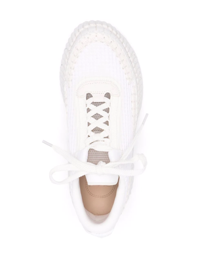 Chloé Chloe Nama Mix Material Low-top Sneakers In White