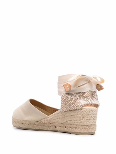 Shop Castaã±er Woven Raffia Wedge Espadrilles In Weiss