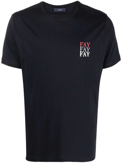 Shop Fay Cotton Logo-print T-shirt In Blau