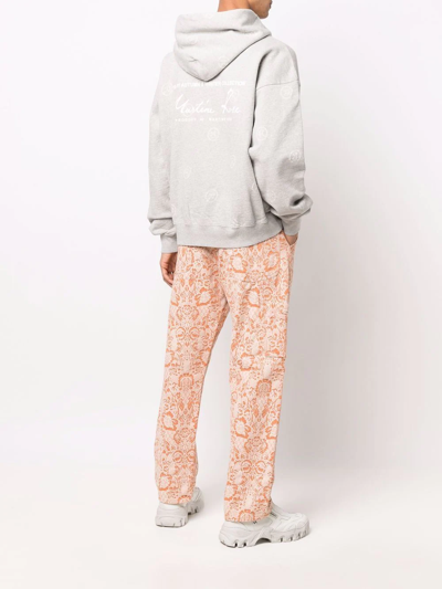 Shop Martine Rose Monogram-print Pullover Hoodie In Grau