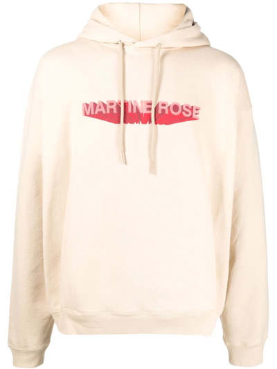 Shop Martine Rose Logo-print Pullover Hoodie In Nude