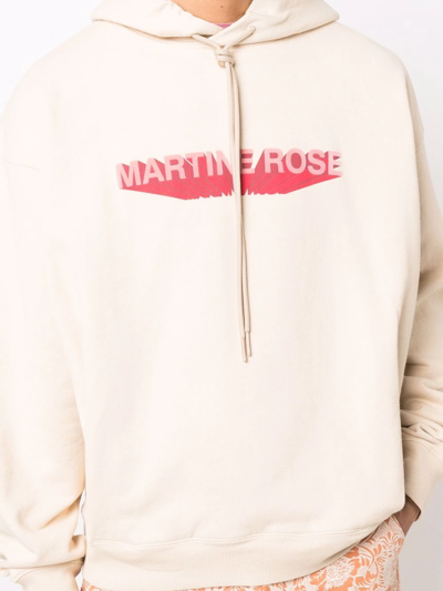 Shop Martine Rose Logo-print Pullover Hoodie In Nude