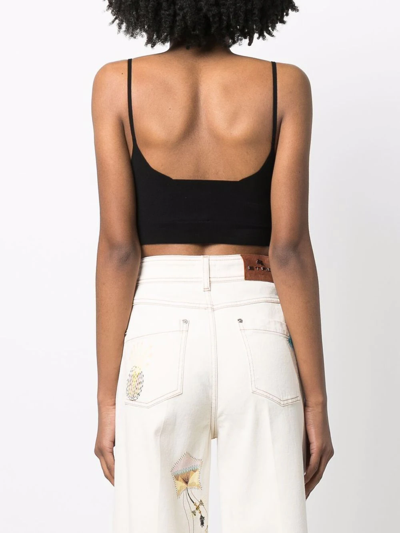 Shop Etro Logo-embroidered Cut-out Crop Top In Schwarz