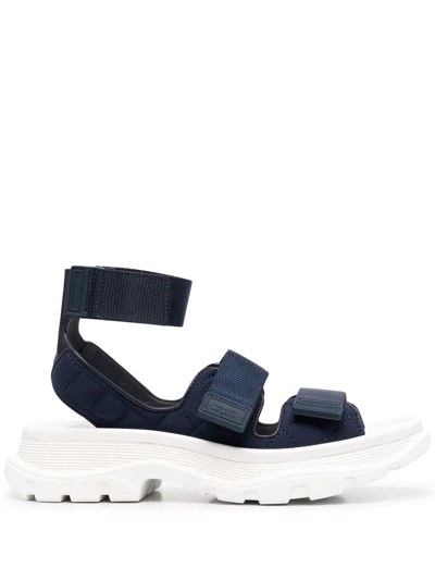 Shop Alexander Mcqueen Chunky Touch-strap Sandals In Blau