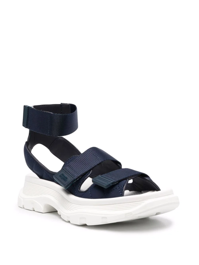 Alexander Mcqueen Blue Touch Strap Sandals In Blau