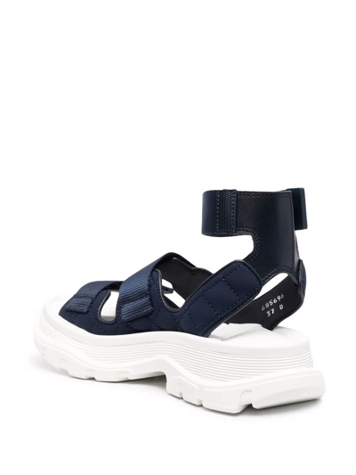 Alexander Mcqueen Blue Touch Strap Sandals In Blau