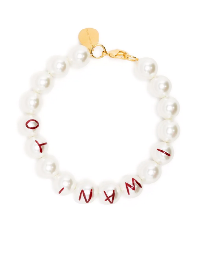 Shop Simone Rocha Pearl-embellished Chain Bracelet In Nude