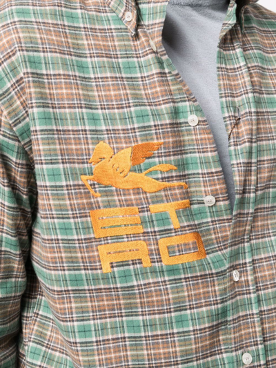 Shop Etro Pegasus Logo Check Shirt In Multiple Colors