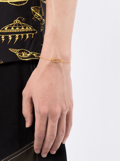 True Rocks Safety Pin Charm Bracelet In Gold