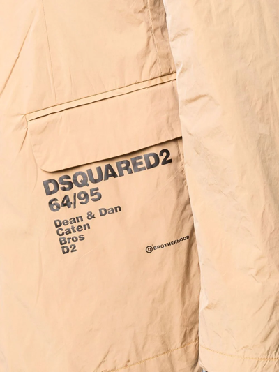 Dsquared2 Single-breasted Logo-print Jacket In Brown
