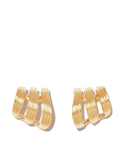 Adidas Originals 18k Yellow Gold Stream Lines Triple Hoop Earrings |  ModeSens