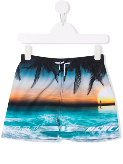 Shop Molo Niko Graphic-print Swim Shorts In Blue