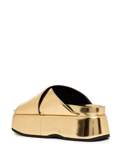 Shop Junya Watanabe Crossover-strap Platform Sandals In Gold