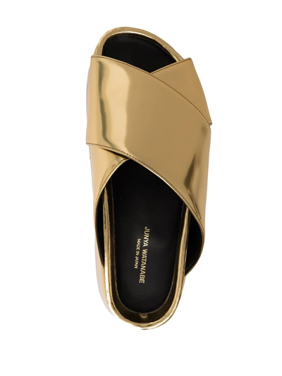 Shop Junya Watanabe Crossover-strap Platform Sandals In Gold