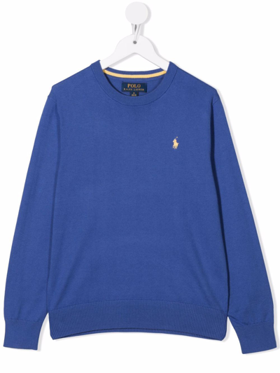 Shop Ralph Lauren Embroidered-logo Jumper In Blue