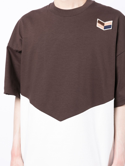 Shop Jil Sander Logo Colour-block T-shirt In Brown